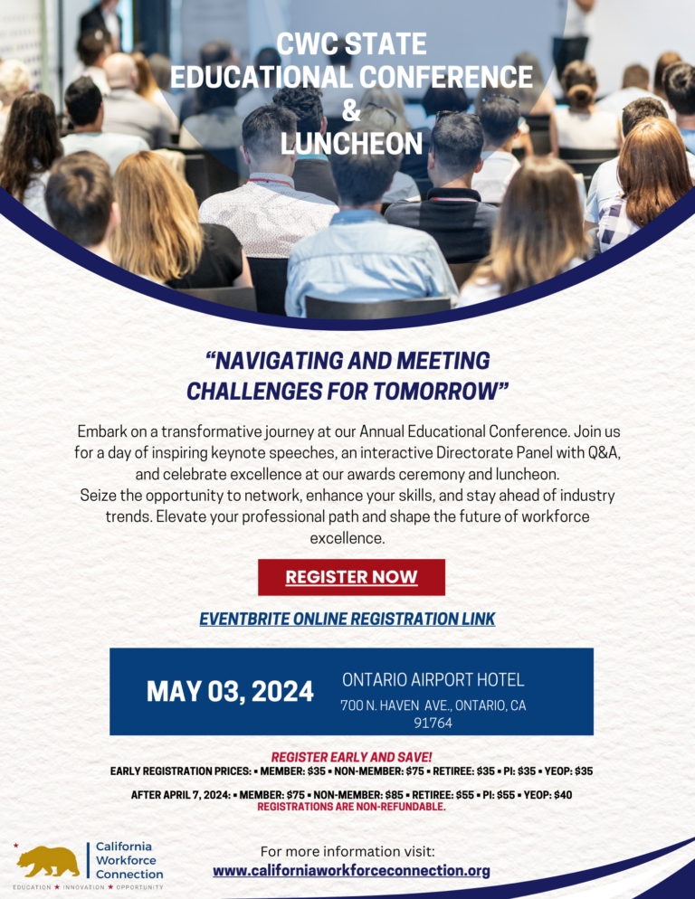 California Workforce Connection What’s Happening For the CWC Annual
